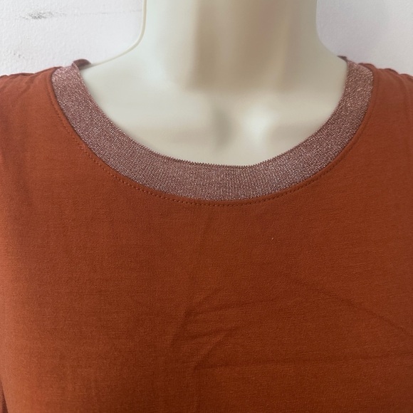 Banana Republic M Rust Sleeveless Tank Top Sparkle Trim Rayon Viscose Shirt - Picture 3 of 9